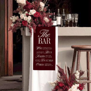 Elegante Bourgogne Wedding Bar Menu Receptie Decor Spandoek