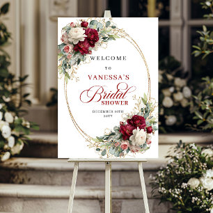 Elegante Bourgondië Bloemachtige Boho Bruidsfeest Poster