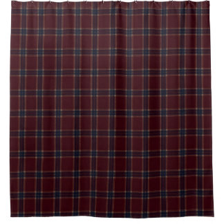 Elegante Bourgondië en Navy Blue Heritage Plaid Douchegordijn