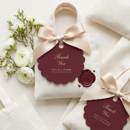 Elegante Bourgondië Gouden Script Huwelijk Bedankt Bedankjes Labels