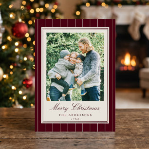 Elegante Bourgondië Oud Geld Kerst Foto Feestdagenkaart
