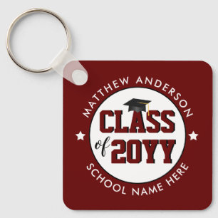 Elegante Bourgondie Rood Afstudeerklas 2026 Sleutelhanger