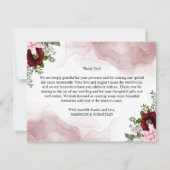 Elegante Bourgondische bloem bruiloft Bedankkaart (Achterkant)