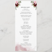 Elegante Bourgondische bloem bruiloft Programma (Achterkant)