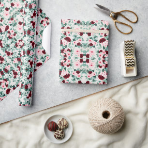 Elegante Bourgondische bloem Cadeaupapier