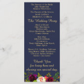 Elegante Bourgondische Bloemen Marine Blauw Goud B Programma (Achterkant)