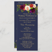 Elegante Bourgondische Bloemen Marine Blauw Goud B Programma (Voorkant / Achterkant)