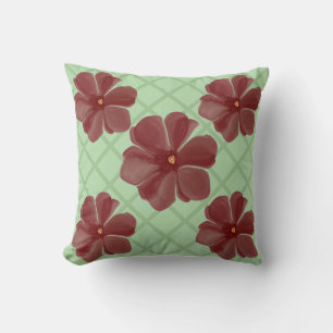 Elegante Bourgondische Bloemen & Saliegroene Latte Kussen