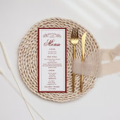 Elegante Bourgondische botanische kam monogram bru Menu