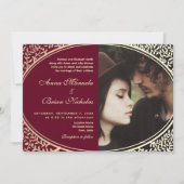 Elegante Bourgondische bruiloft QR Code Uitnodigin Kaart (Voorkant)