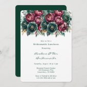 Elegante Bourgondische Emerald Peony bruidsmeisjes Kaart (Voorkant / Achterkant)