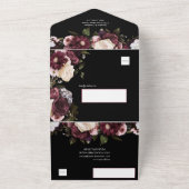 Elegante Bourgondische en roze bloemenbruiloft All In One Uitnodiging (Buitenkant)