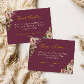 Elegante Bourgondische Floral Herfst Luier Raffle Informatiekaartje