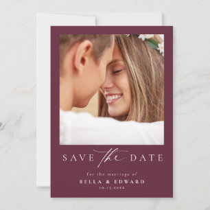 Elegante Bourgondische foto bruiloft Save the Date