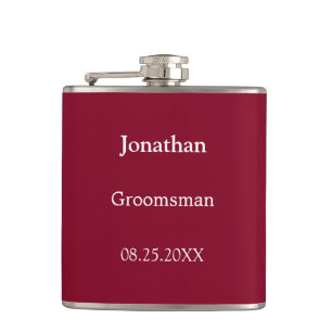 Elegante Bourgondische gepersonaliseerde groomsman Heupfles
