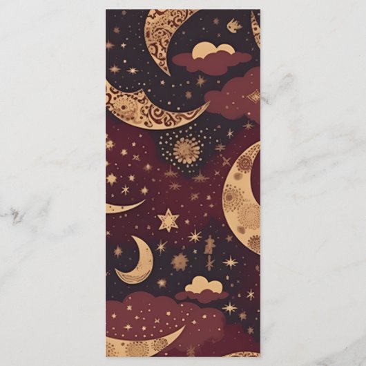 Elegante Bourgondische gouden hemelse bruiloft Menu (Achterkant)