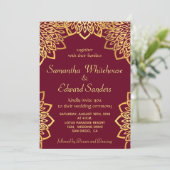 Elegante Bourgondische gouden rustieke bruiloft ui Kaart (Staand voorkant)