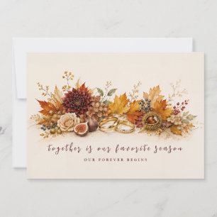 Elegante Bourgondische Herfst Oogst Bruiloft Kaart