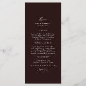 Elegante Bourgondische lange bruiloft Menu (Voorkant)