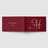Elegante Bourgondische Monogram Script Wedding Par Gastenboek (Volledig)