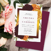 Elegante Bourgondische rode Waterverf "MARIGOLD" b Kaart