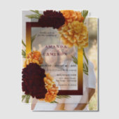 Elegante Bourgondische rode Waterverf "MARIGOLD" b Vellum Uitnodigingen (Offset (Koppel))