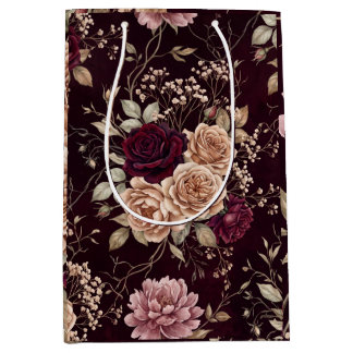 Elegante Bourgondische Roos Donkere Romantische Bl Medium Cadeauzakje