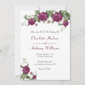 Elegante Bourgondische Rozen bruiloft Kaart (Voorkant)