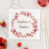 Elegante Bourgondische Rozen krans bruiloft Servet (Insitu)