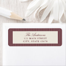 Elegante Bourgondische Strepen Retouradres