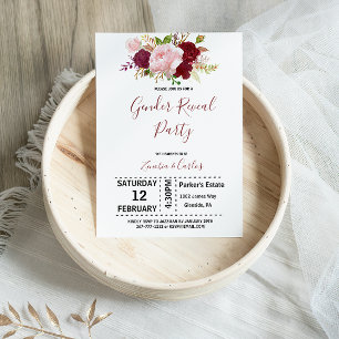 Elegante Bourgondische Tropische Geslacht Onthulle Kaart