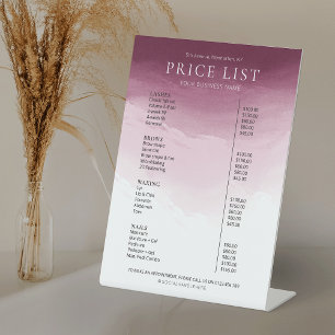 Elegante Bourgondische Waterverf Salon Spa prijsli Reclamebord Met Voetstuk