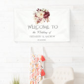 Elegante Bourgondische witte bloemen Spandoek (Insitu)