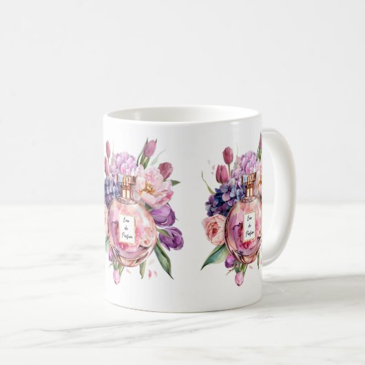 Elégante Bouteille de Parfum Aquarelle avec Mug Fl (Devant droit)