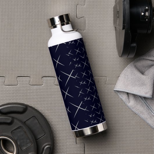 Elégante bouteille d'eau noire bleu chic (Salle de sport)