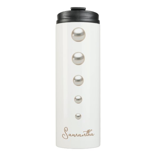 Elégante bouteille d'eau Pearls blanc (Devant)