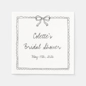 Elegante Bow Border Hand getrokken Chic Vrijgezell Servet (Voorkant)