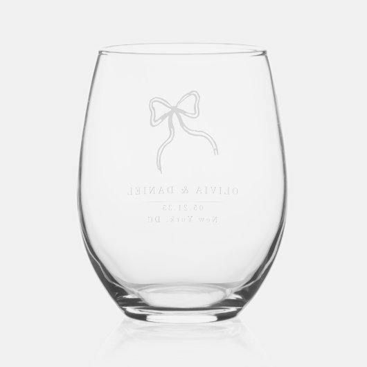 Elegante Bow Bruiloft gunst Glas (Achterkant)