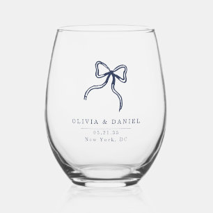 Elegante Bow Bruiloft marineblauw gunst Glas
