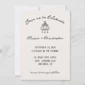 Elegante Bow Champagne Uitnodiging voor het Huwel (Voorkant)