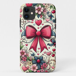 Elegante Bow & Cherries Bloemen Telefoonhoes iPhone 11 Hoesje