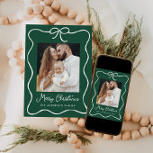 Elégante Bow en ruban vert 2 photo Carte de vacanc