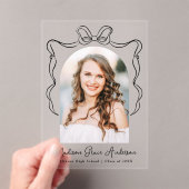 Elegante Bow Foto Acryl Afstuderen Aankondiging Acryl Uitnodigingen (Insitu (Draagbaar))