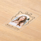 Elegante Bow Foto Acryl Afstuderen Aankondiging Acryl Uitnodigingen (Laagn)