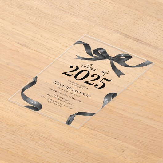 Elegante Bow Graduation Party Acryl Uitnodigingen (Laagn)