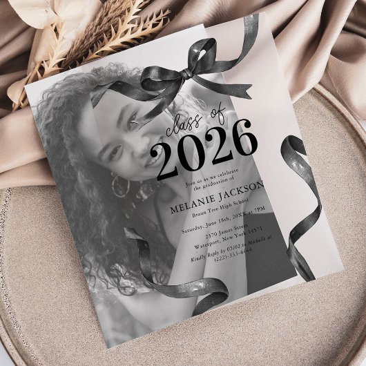 Elegante Bow Graduation Party Vellum Uitnodigingen