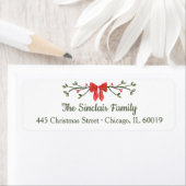 Elegante Bow & Holly gepersonaliseerde kerst terug Etiket (Insitu)