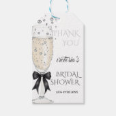 Elegante Bow Prosecco Bruidsdouche Dank je Cadeaulabel (Voorkant)