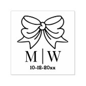 Elegante Bow Ribbon #4 Trouwpaar Initialen Datum Zelfinktende Stempel (Design)