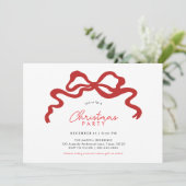 Élégante Bow rouge Noël Invitation (Debout devant)